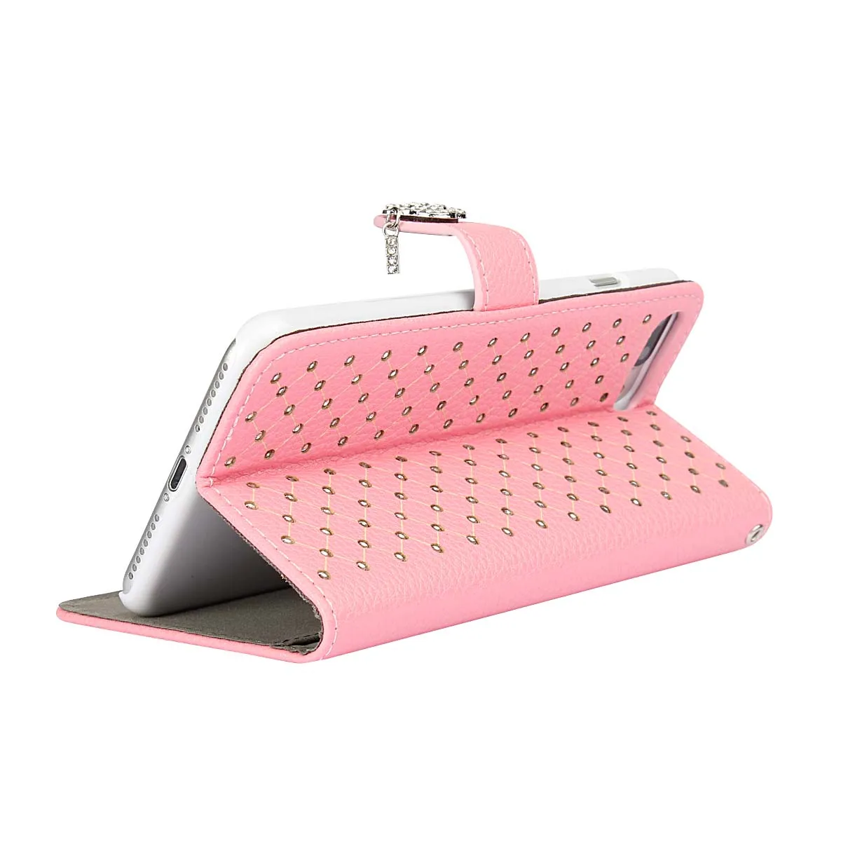 Роскошный блестящий кожаный чехол бумажник со стразами и откидной крышкой для