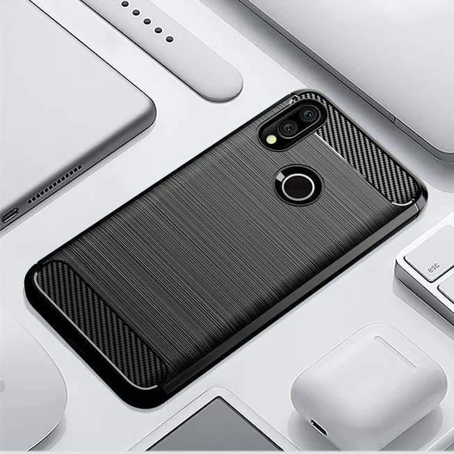 Чехол для Xiaomi Redmi 7 мягкий силиконовый армированный чехол из углеродного волокна