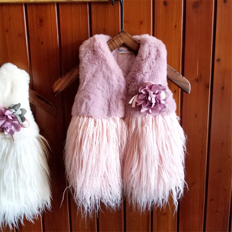 pink Одежда для детей; зимняя верхняя одежда и пальто с кисточками; плотный жилет принцессы для девочек; детские куртки; теплый жилет для маленьких девочек; топы для детей 2-8 лет - Цвет: pink