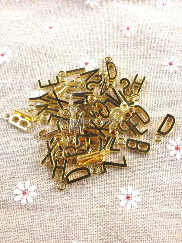 

Free Shipping 16mm 100pcs/lot A-Z Random Assorted Gold Color Letters Beads Favor Necklace & Bracelet Jewerly Making DIY Beads