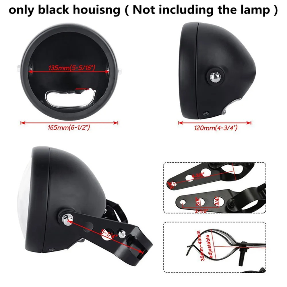 only housing black 6," водить мотоцикл круглая фара-ореол DRL свет для Harely Softail Dyna Sportster Chopper кафе-рейсеры 5,75" головного света - Цвет: only housing black