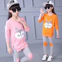 girls clothes sets cartoon t shirtpants 2pcs kids clothes autumn spring tracksuit children clothing for girls 4 6 8 10 12 years