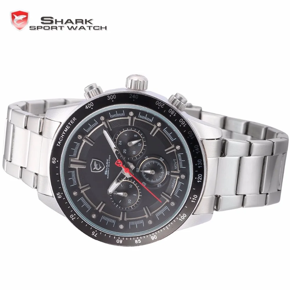 Поколение Медсестра АКУЛА Спортивные Часы Черный Циферблат 6 Руки Хронограф