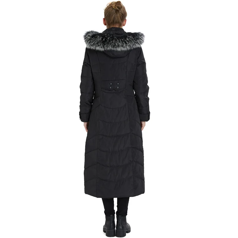 Womens Duck Down Coat Feather Jackets Winter Long Parkas Real Fur Hooded Thick Warm Snow Tops Plus Size Overcoat 2018 Black | Женская