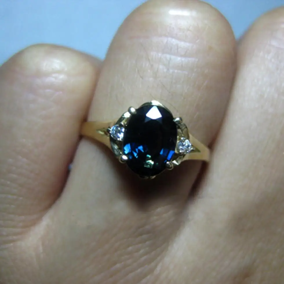 Женское кольцо с натуральным сапфиром желтое золото 18 К 1 5 карат|anel ring|gold naturalyellow