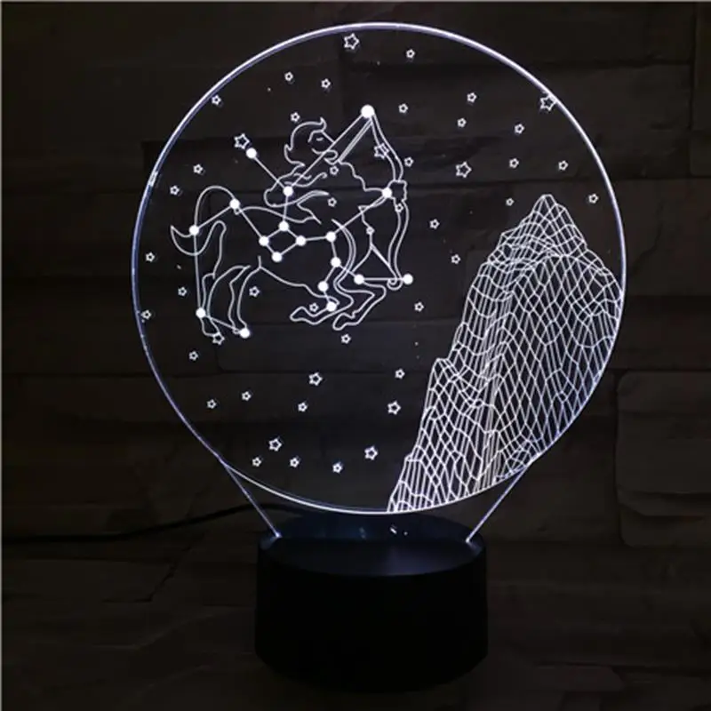 Sagittarius 3D лампа ночник светодиодный многоцветный вспышка рождественские подарки для детей Guardian Star Jupiter Patron ST Zeus