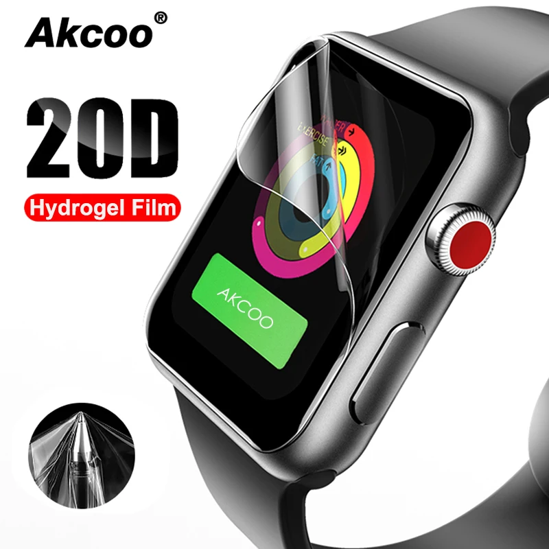 2 шт 20D Гидрогелевая полная защитная пленка для Apple Watch Series 4 5 Защита экрана Легкая паста для Apple watch 38 40 42 44 мм