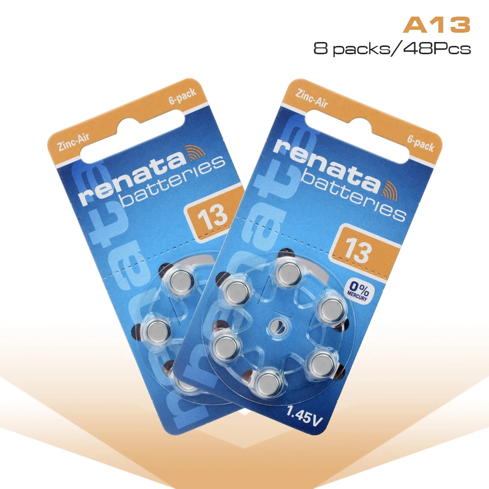 48 шт 1 45 V ZA13 A13 слуховой аппарат батарея цинк воздуха AC13E AC13N AC13 13 13DS ME8Z PR13H P13 Кнопка