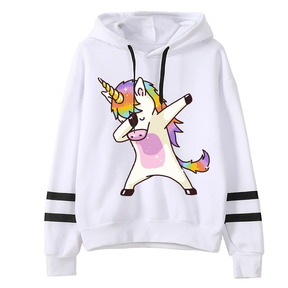 Зимние женские теплые забавные толстовки с принтом единорога kawaii harajuku капюшоном