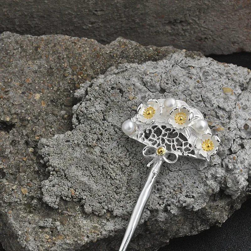 Шпилька для волос Bastiee S925 из стерлингового серебра с искусственными жемчужинами