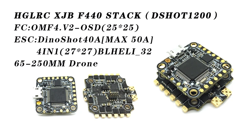 HGLRC XJB F440 Omnibus F4 OSD BEC 40A Blheli_32 3-4S ESC DSHOT1200 стек для 60-250 мм FPV гоночного дрона
