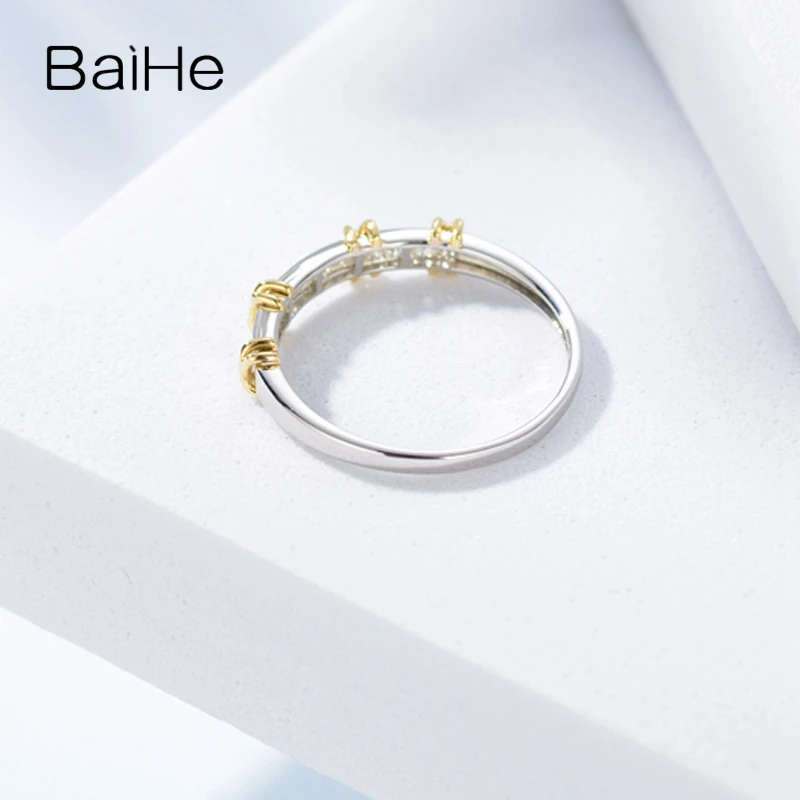 BAIHE, 14 к, белое золото, 0.22CT, сертифицировано H/SI, квадратная огранка, настоящие натуральные бриллианты, обручальное, для женщин, модное, Ювелирное кольцо
