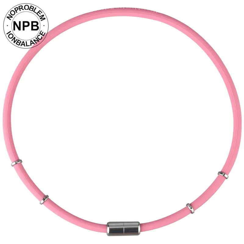 pink Noproblem, облегчение боли в шее, Спортивная скалярная голограмма, энергия, силикон, серебро, нано чокер, турмалин, германий, ожерелье - Окраска металла: pink