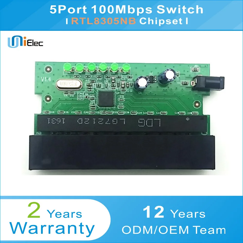RTL8305NB 5 портов неуправляемый Ethernet сетевой коммутатор PCBA OEM ODM Заказная плата 100
