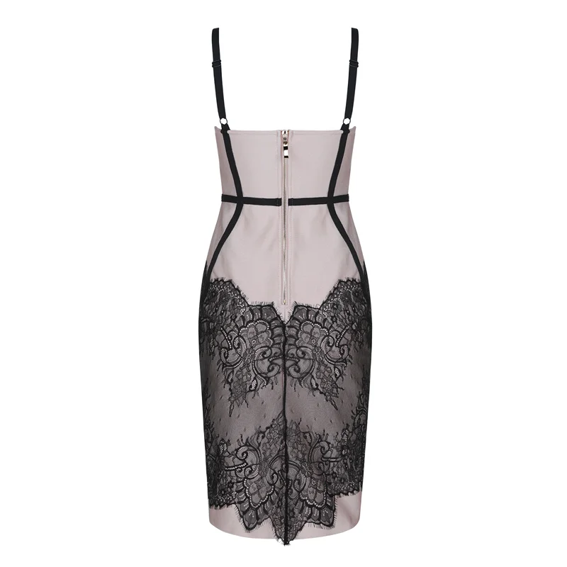 

wholesale 2020 New Fashion Celebrity Party Bodycon Bandage Dress Women Spaghetti Strap Strapless Sexy NightClub Lace Dress Women