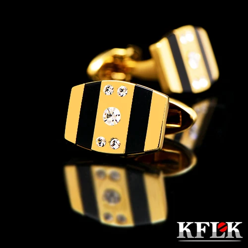 

KFLK Luxury gemelos shirt cufflinks for mens Brand cuff buttons Gold cuff link High Quality Crystal abotoaduras Designer Jewelry