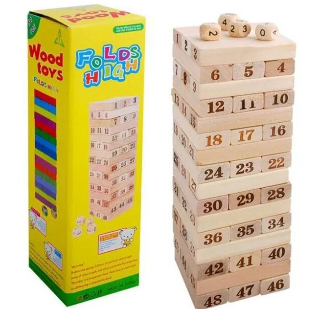 

New Wooden Toy 48 Piece Stacked layers of building blocks educational toys Free shipping