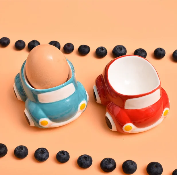 

Ceramics Egg Tray Creative Kitchen Tools Red/Blue Car Egg Tools Design Holders Egg Cups Desktop Decoration ZL003
