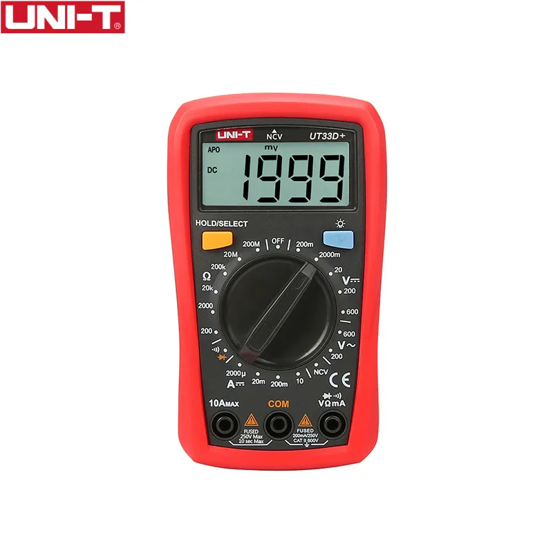 UT33D(PLUS) Uni-t Цифровой мультиметр UT33A+ автоматический диапазон напряжения Измеритель сопротивления тока lcd AC DC+ 2mF емкость бесконтактный Тестер Напряжения подсветка - Цвет: UT33D(PLUS)