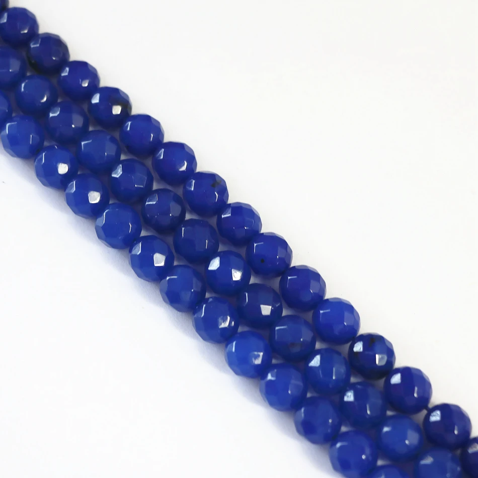 

Hot sale Lapis lazuli stone jades 4mm 6mm 8mm 10mm 12mm natural stone chalcedony faceted round loose Beads diy Jewelry B11