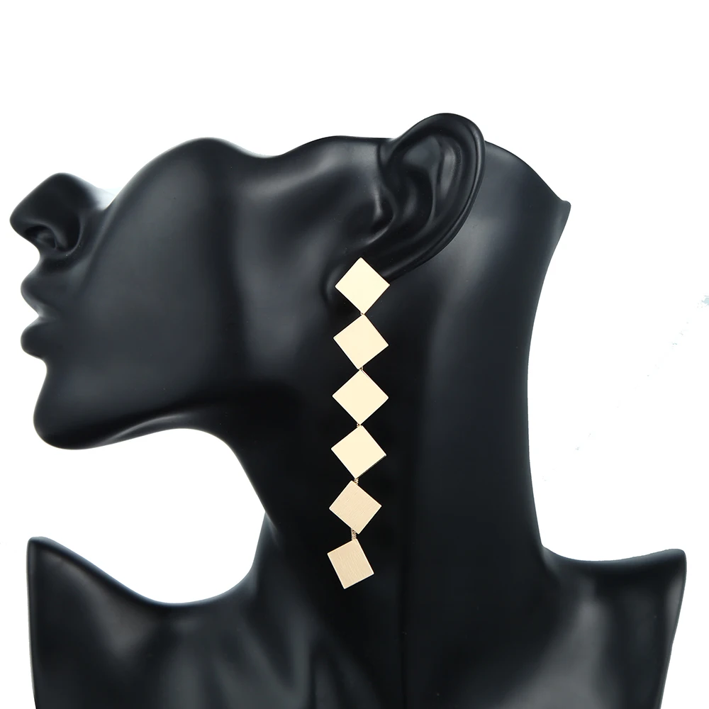 Женские большие металлические серьги-капельки TMXK angel прямоугольные серьги с