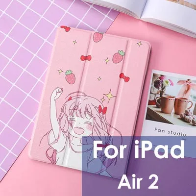 Чехол для fundas iPad mini 5/Air 3, милый мультяшный чехол из искусственной кожи для девочек, для iPad 9,7 Air 1/2 Mini 1 2 3, Магнитный умный чехол - Цвет: For IPad air 2