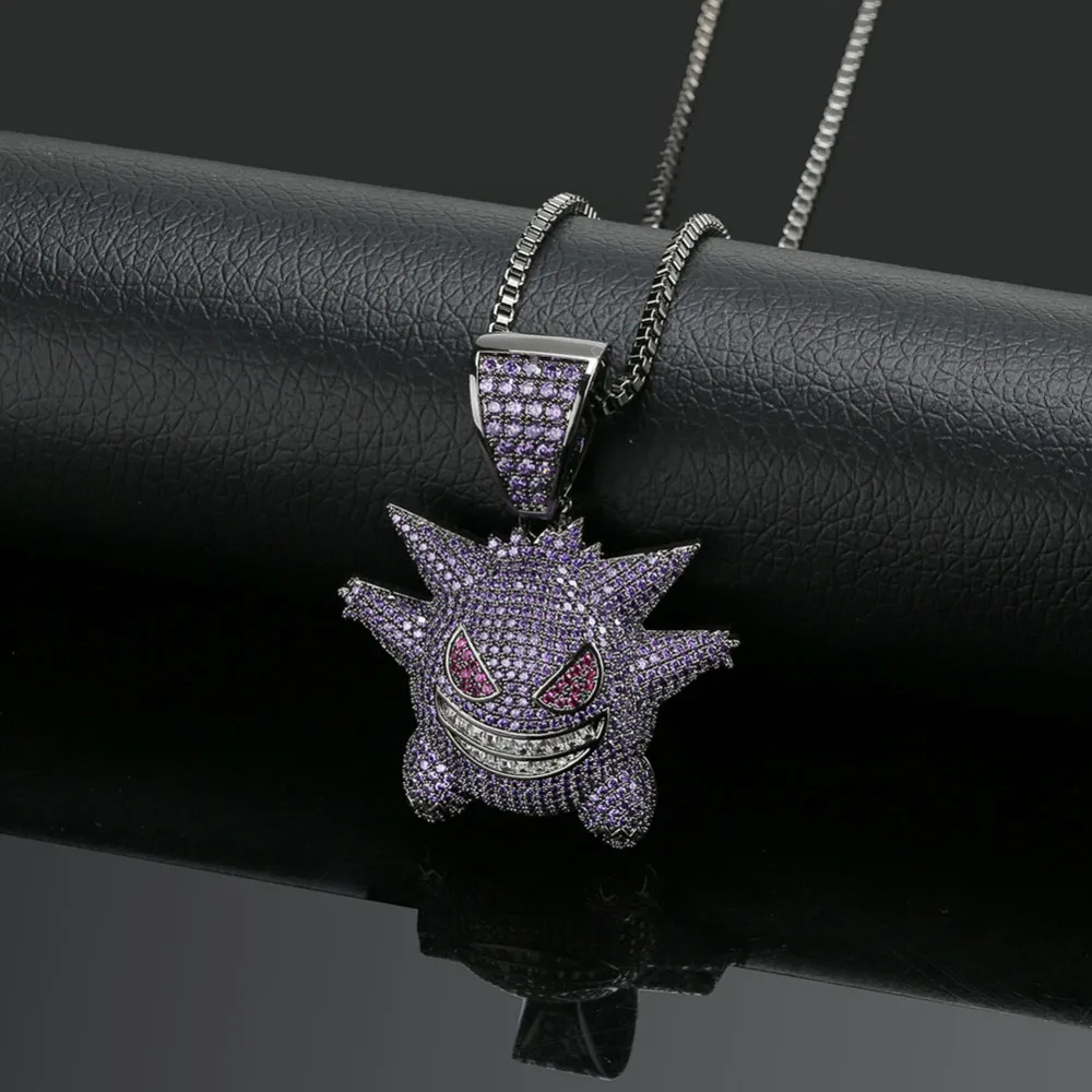 Новое поступление. Подвеска с покемоном из кубического циркония. Ювелирные изделия в стиле хип-хоп. Ожерелье Gengar. Медное ожерелье со льдом. Подарок для мужчин