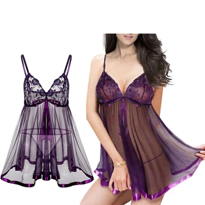 Сексуальное Кружевное женское нижнее белье, одежда для сна, женское летнее платье с лямкой на шее