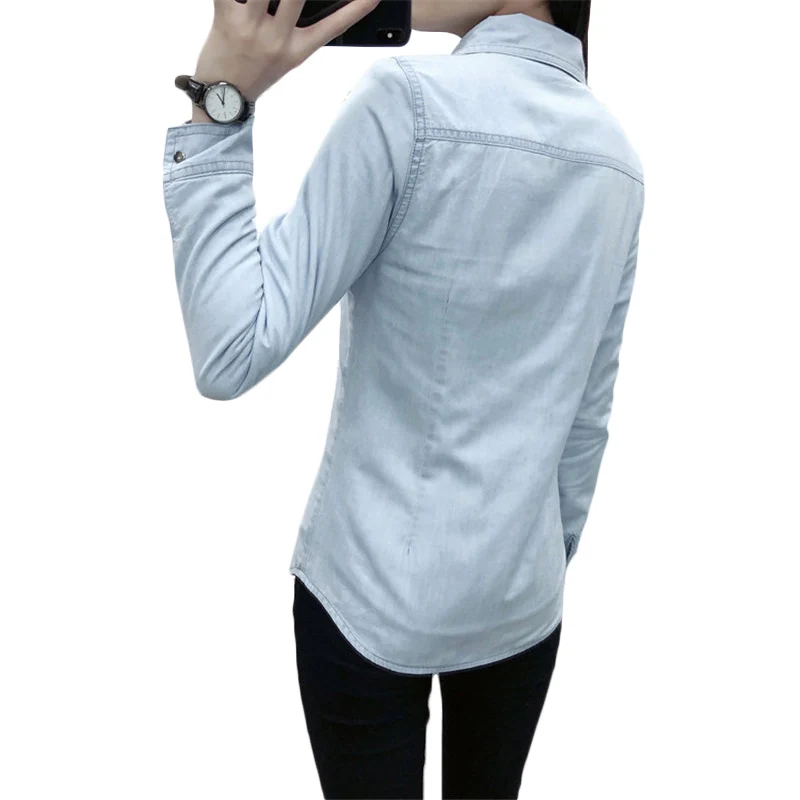 

2019 Autumn Winter New Plus velvet Warm Denim Blouses Women College wind Bottom Shirts Women's Plus size Shirts Blouses 3XL F451