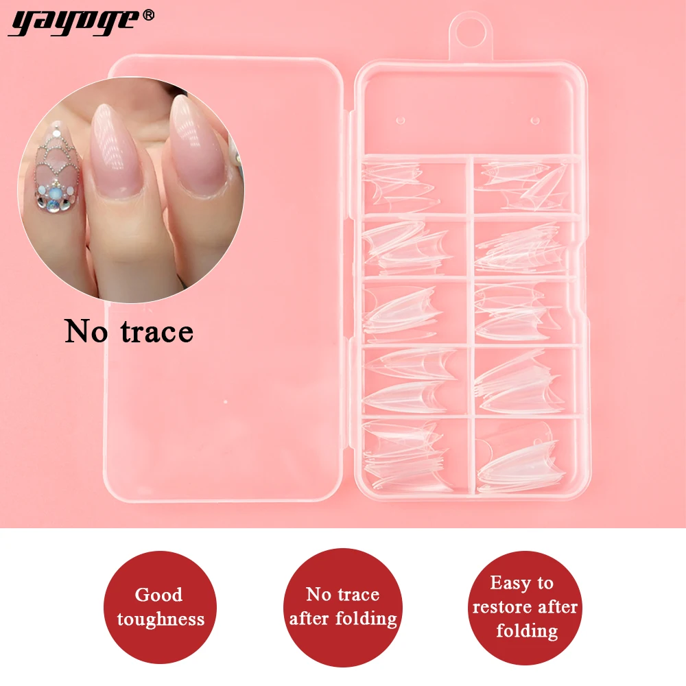 Yayoge 100 шт. белый натуральный Цвет французский Seamless False Nails 10 типа длинная акриловая сплетенная Пресс on Nails Советы Маникюр "сделай сам"