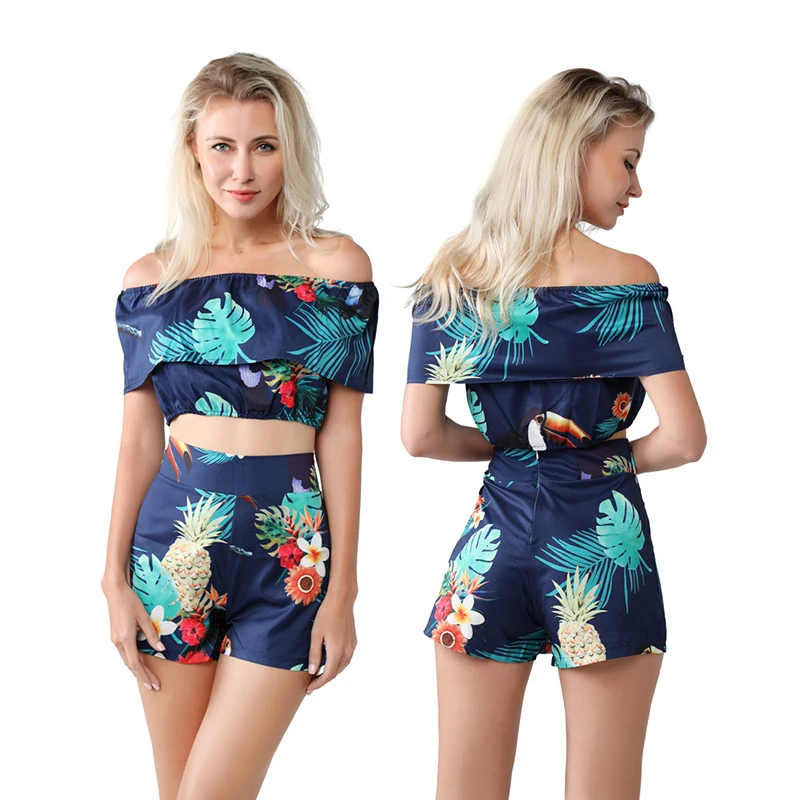 

2020 New Summer Women Shorts Suit European wrapped chest Sexy Print Suit Fashion Casual Temperament Female Suit W018