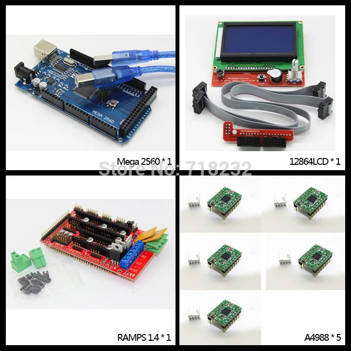 3D принтер kit 1pcs Mega 2560 R3 + контроллер RAMPS 1 4 5 шагового модуля A4988 12864 шт.|ramps 1.4 3d|1.4 3dramps |