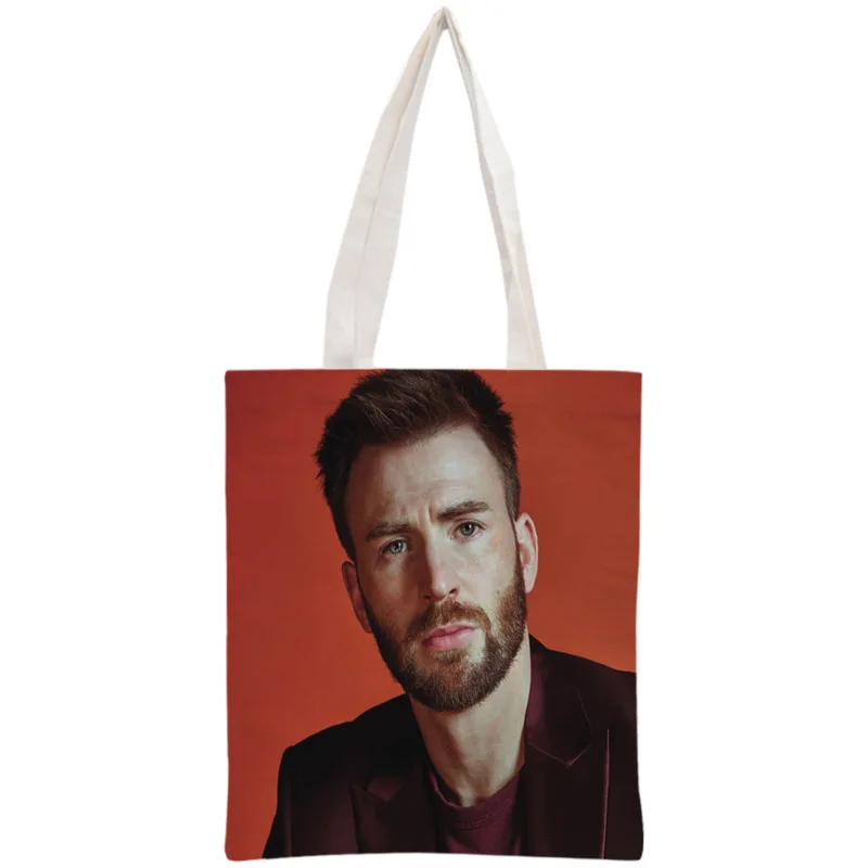 Custom Chris Evans Tote Bag Reusable Handbag Women Shoulder Foldable Cotton Canvas Shopping Bags | Багаж и сумки