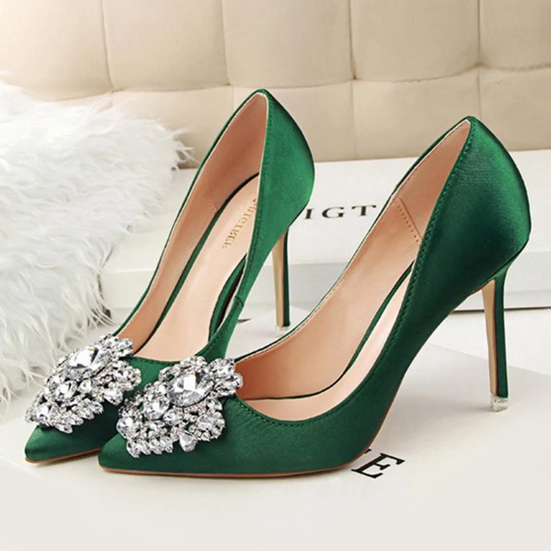 Женские туфли на высоком каблуке BIGTREE классические лодочки со стразами 2019|women heels
