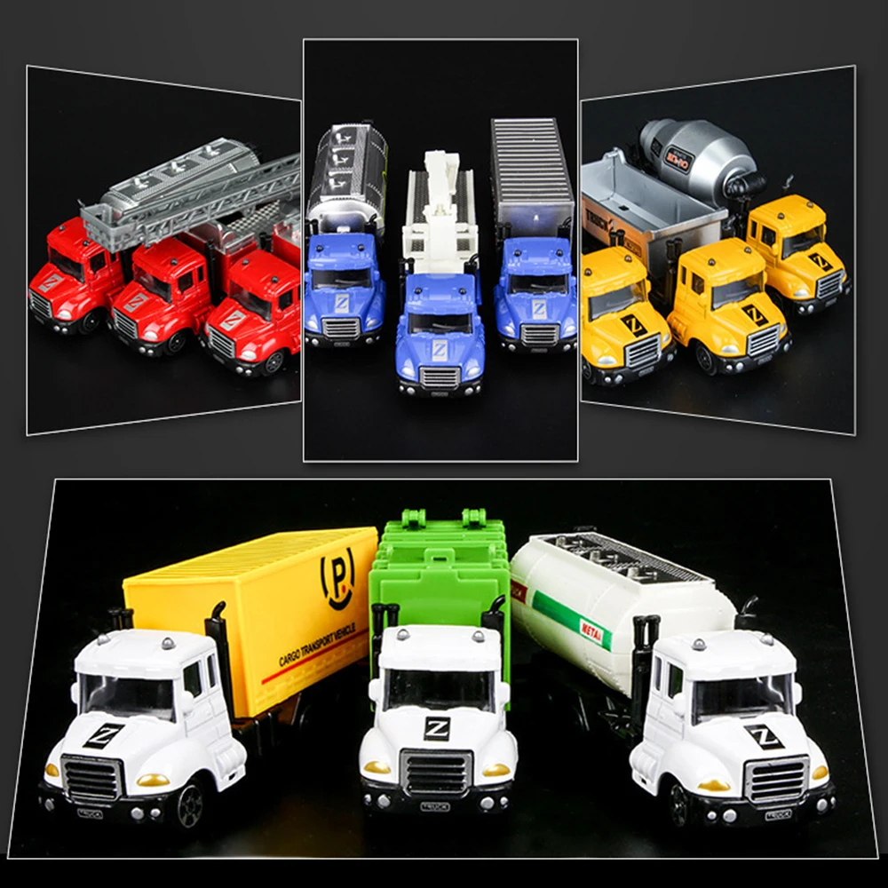 Engineering Car Model Set 1:64 Mini Toys Cars 3pcs Alloy Plastic Diecasts + Display Stand Gift For Kids (L:W:H)12:4:5Cm | Игрушки и