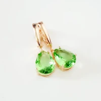 long drop earring 585 gold color earring office style green cubic zircon new fashion drop earring women earring