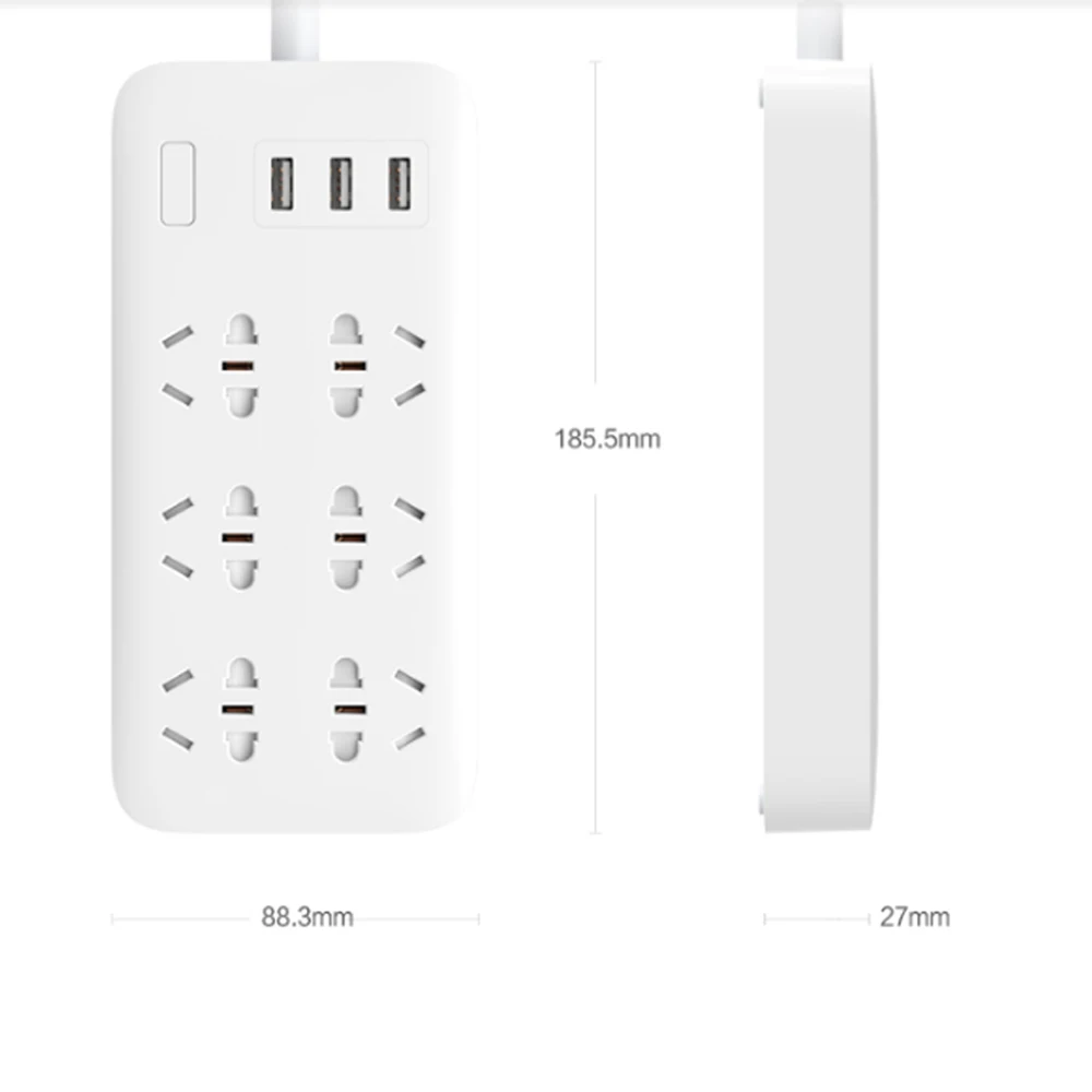 Xiaomi Mi Мощность розеток С 3 портами(стандарт 5V 2.1A быстрой зарядки удлинитель 6 розеток с предохранителем и универсальным питанием-от источника переменного или двери