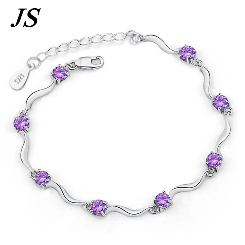 Женский теннисный браслет Amatista Braclet фиолетовая кристальная бижутерия Pulseras de Plata