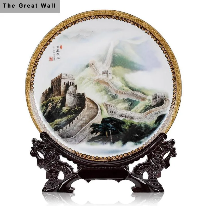 Китайский пейзаж, керамическая декоративная тарелка, декоративная тарелка, подвесная тарелка, набор фарфоровых тарелок, свадебный подарок