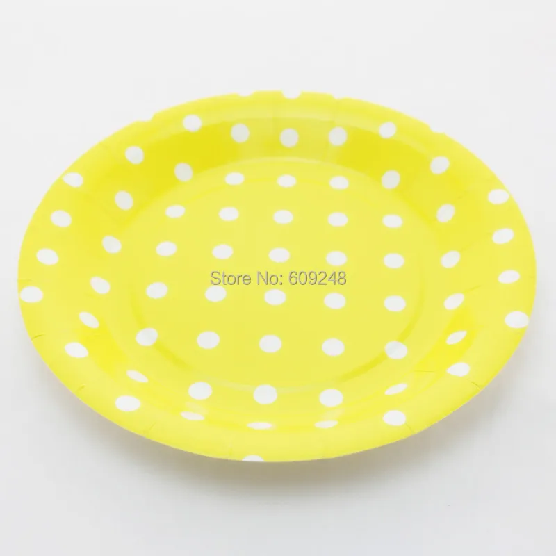 

24 шт. 9 дюймов, детские бумажные тарелки в белый горошек для дня рождения, свадьбы, праздника, оптовая продажа