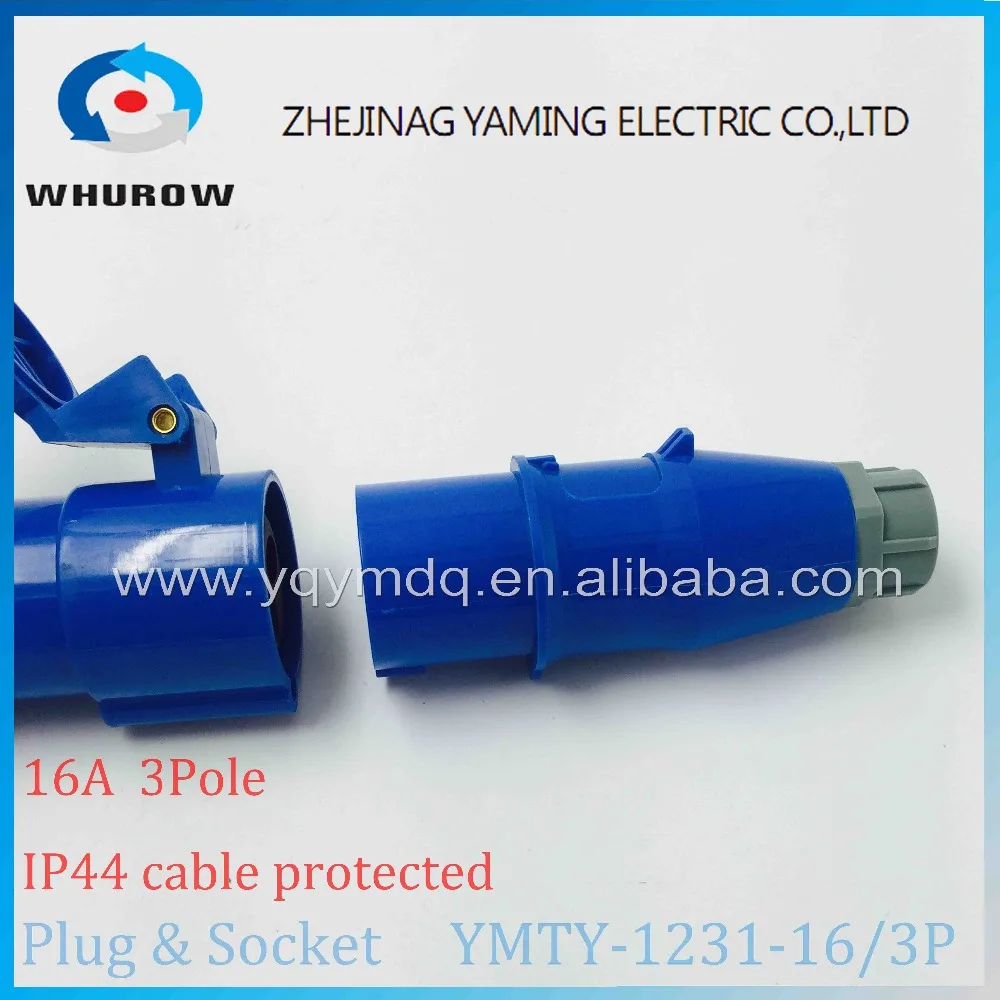 Защищенный от брызг кабель IP44 защищенный штекер и гнездо пластиковый 3 P