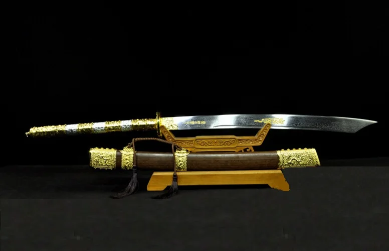 Дамасское складное стальное лезвие высококачественный Китайский Меч KANG XI BAO DAO