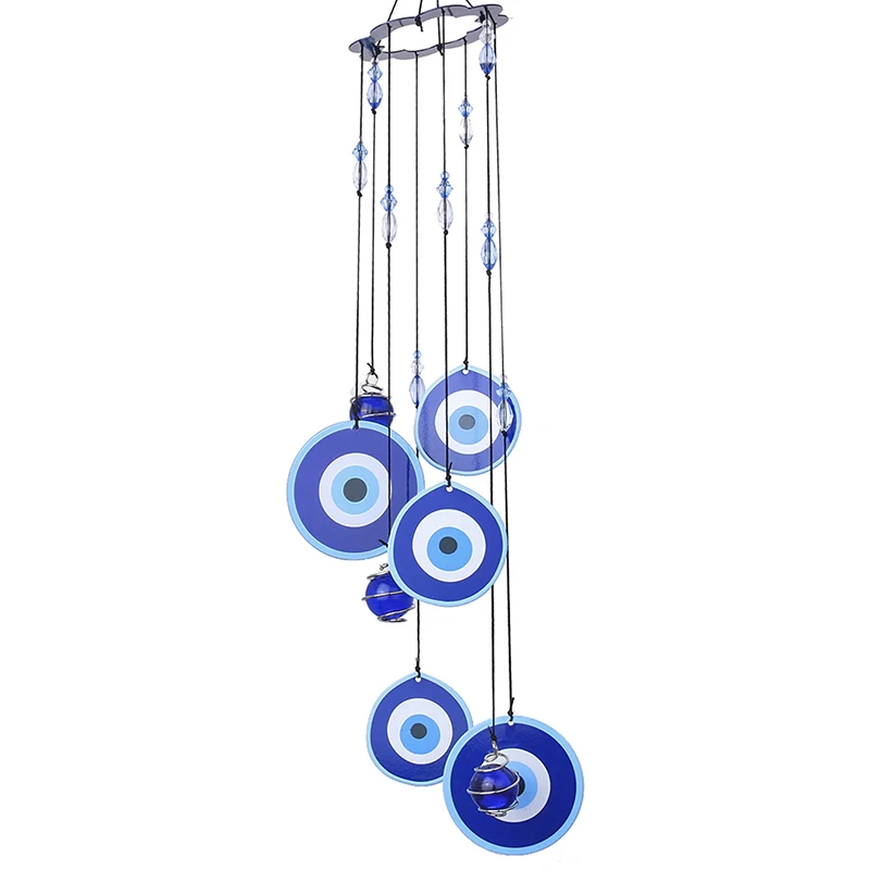 

H&D Turkish Wind Chimes Blue Turkey Evil Eye Amulet Protection Wall Hanging Home Garden Decoration Blessing Gift Lucky Pendant