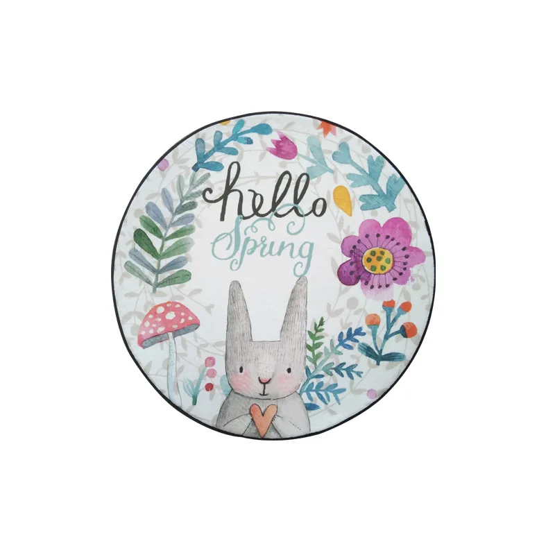 Coral Velvet Chair Floor Mat Rabbit Printed Round Carpet for Living Room Children Bedroom Play Area Outdoor Rugs Home Textile | Дом и сад
