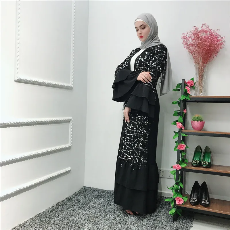 Muslim Long Robe Gowns Tunic Jubah Katfan Middle East Ramadan Eid Arab Beading Abaya Sequins Full Dress Cardigan Kimono Islamic |