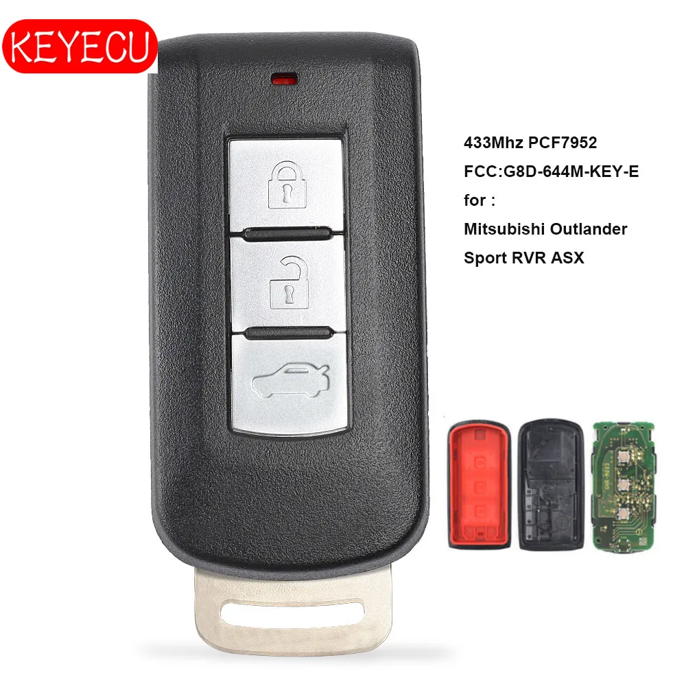 Keyecu умный пульт дистанционного управления с 3 кнопками 433 МГц PCF7952 для Mitsubishi Outlander