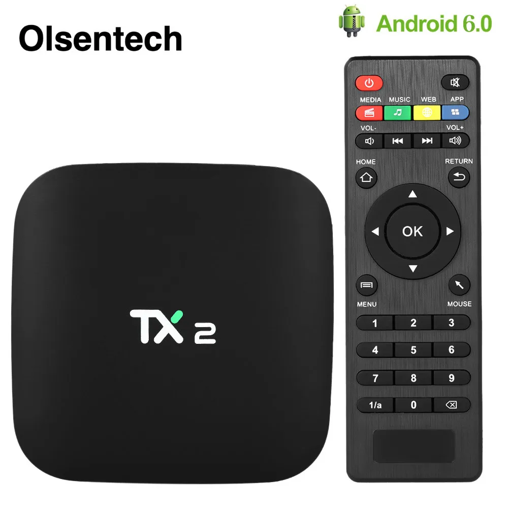 ТВ приставка TX2 Smart Android 6 0 RK3229 четырехъядерный 2 Гб 16 4 ГГц WiFi H.265 VP9 UHD 4K * 2K 60fps HD