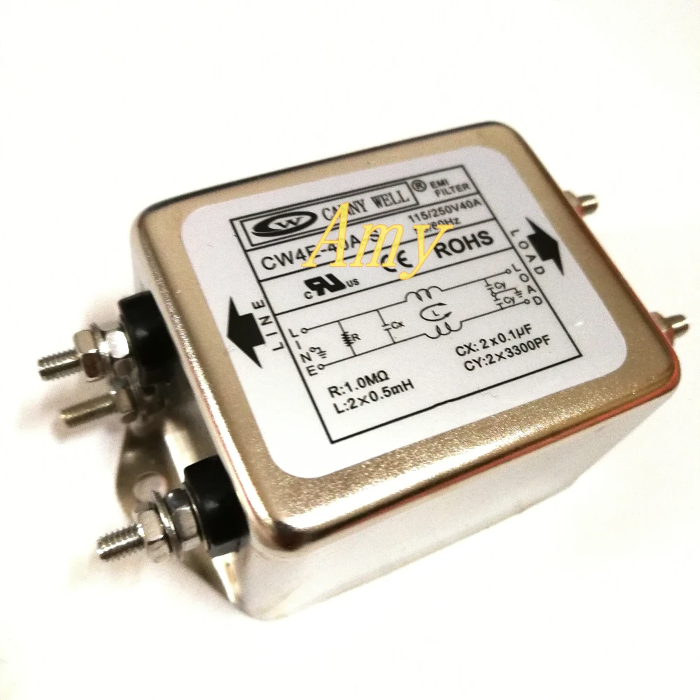 Мощность EMI фильтр CW4E 40A однофазный S AC 220V очистки против помех