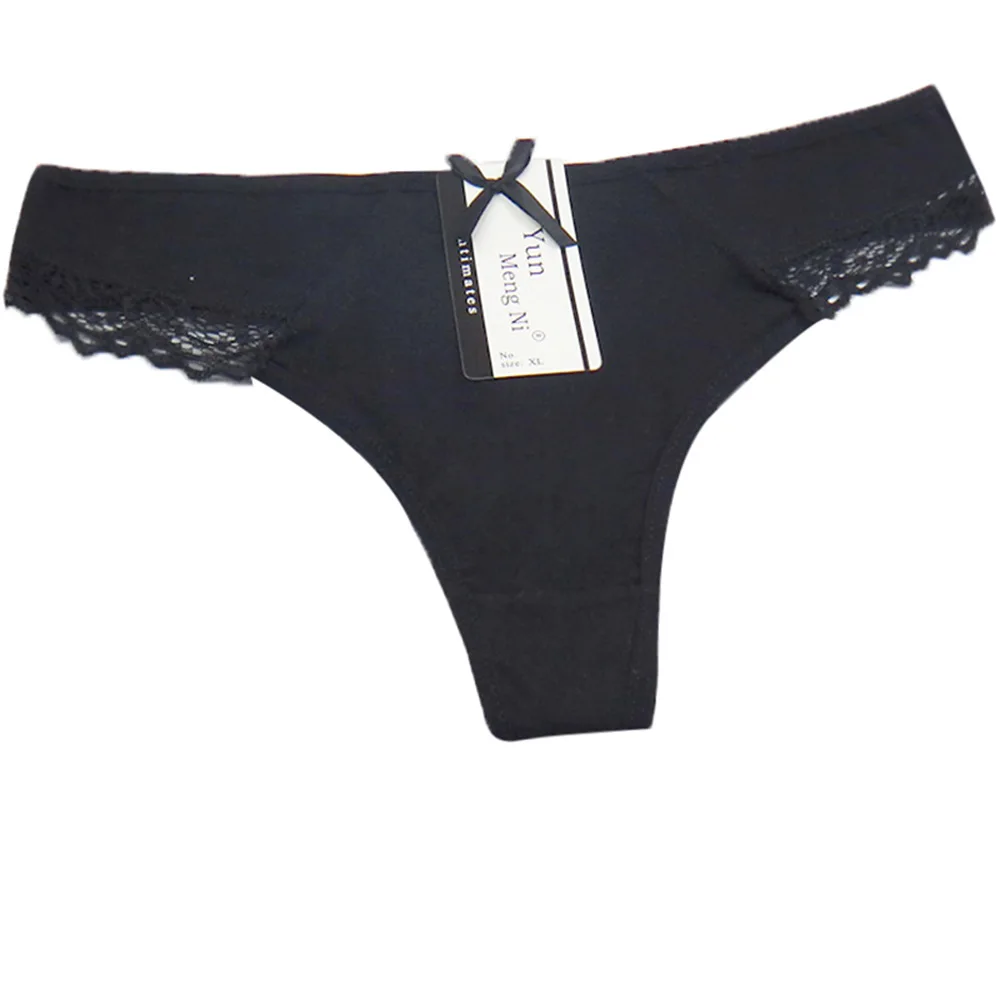 6 шт./лот одноцветные стринги с бантом и низкой посадкой дамское нижнее белье