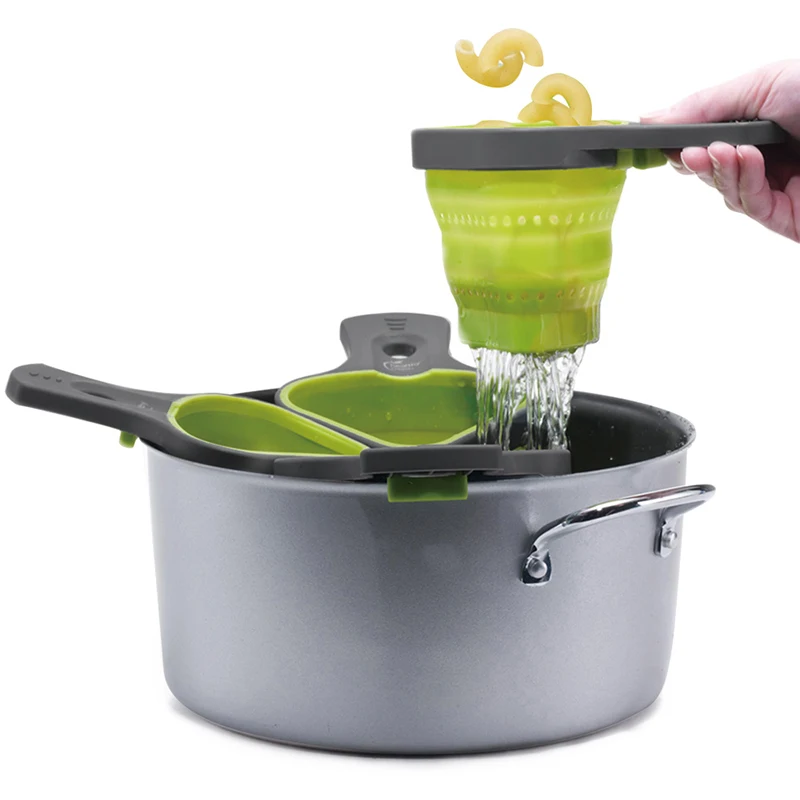 4 Pcs/setFoldable Silicone Colander Strainers Kitchen Strainer Spaghetti Net Cooker Basket Baking Tools | Дом и сад